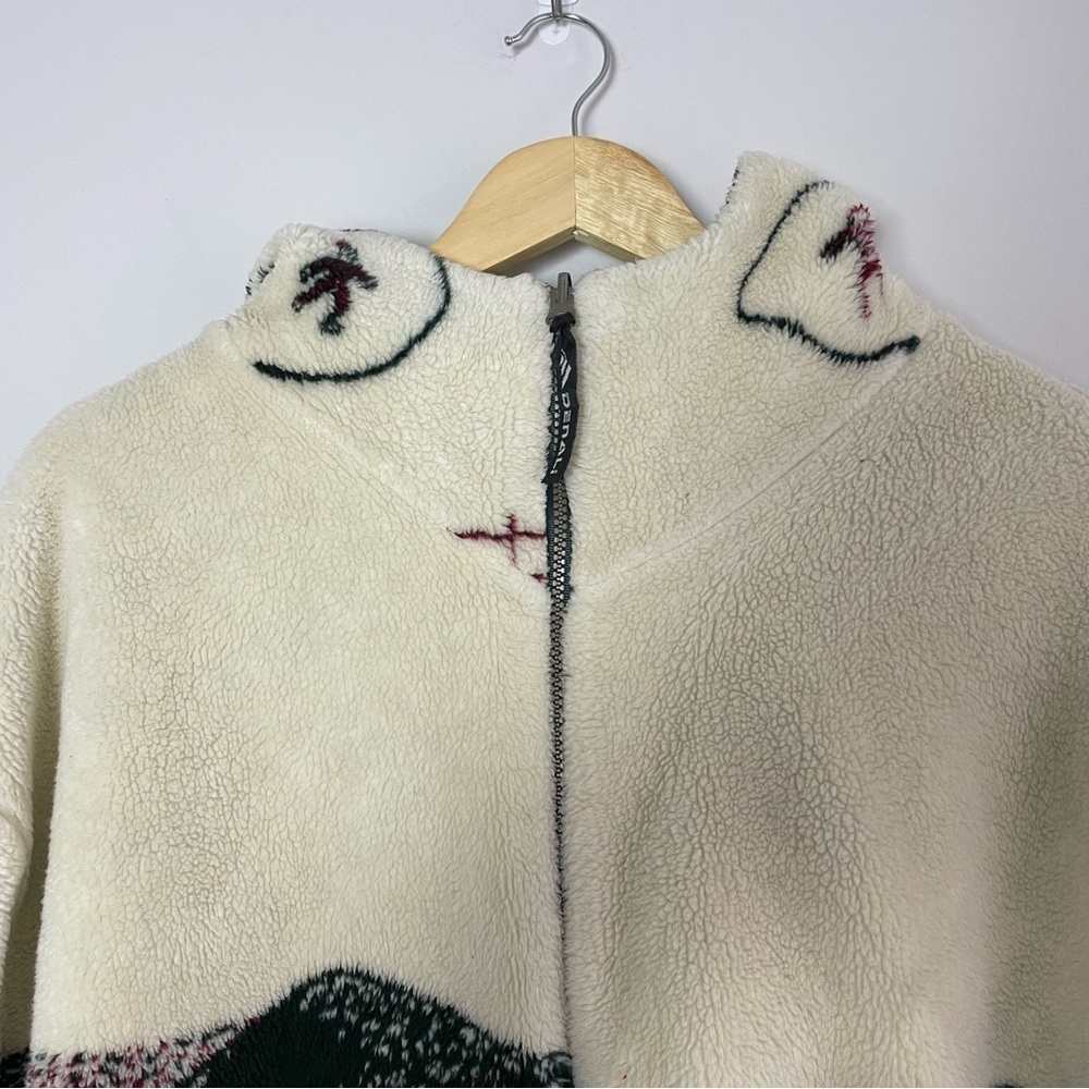 Vintage Oversized Size:Large Sherpa Winter Scene Full Zip Hooded Jacket - Picture 2 of 8